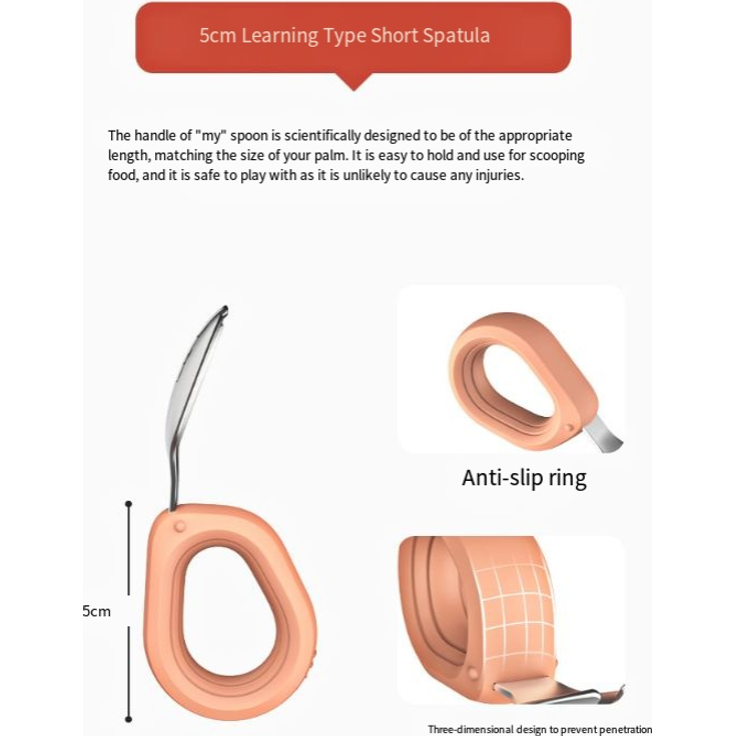 ABC Babygeschirr-Set aus Edelstahl 304, bestehend aus Babylöffel und -gabel, Silikon-Löffel- und -Gabelset mit kurzem Griff und Aufbewahrungsbox – Grün + Rosa – Bild 4