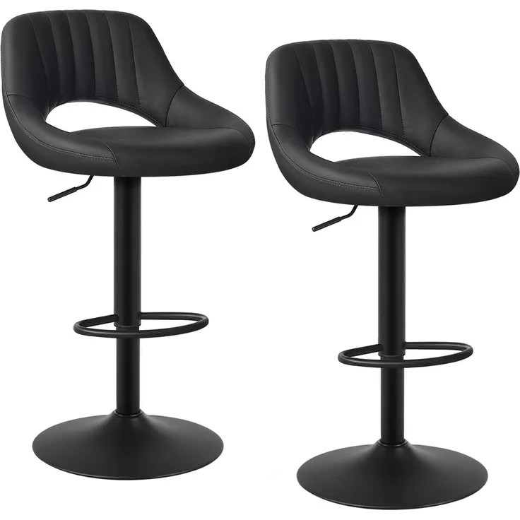 EUGAD 0666BY-2 2X Barhocker Designer Hocker Tresenhocker Bistrohocker 360° drehbar stufenlos höhenverstellbar mit Rückenlehne aus Kunstleder und Stahl Anthrazit