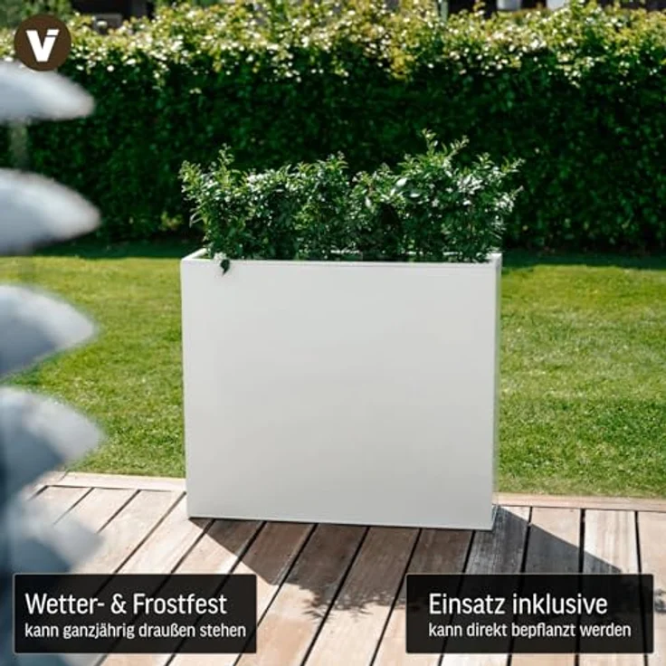 VIVANNO Pflanzkübel Raumteiler Zink ELEMENTO Weiß 90x25x75 cm – Bild 3