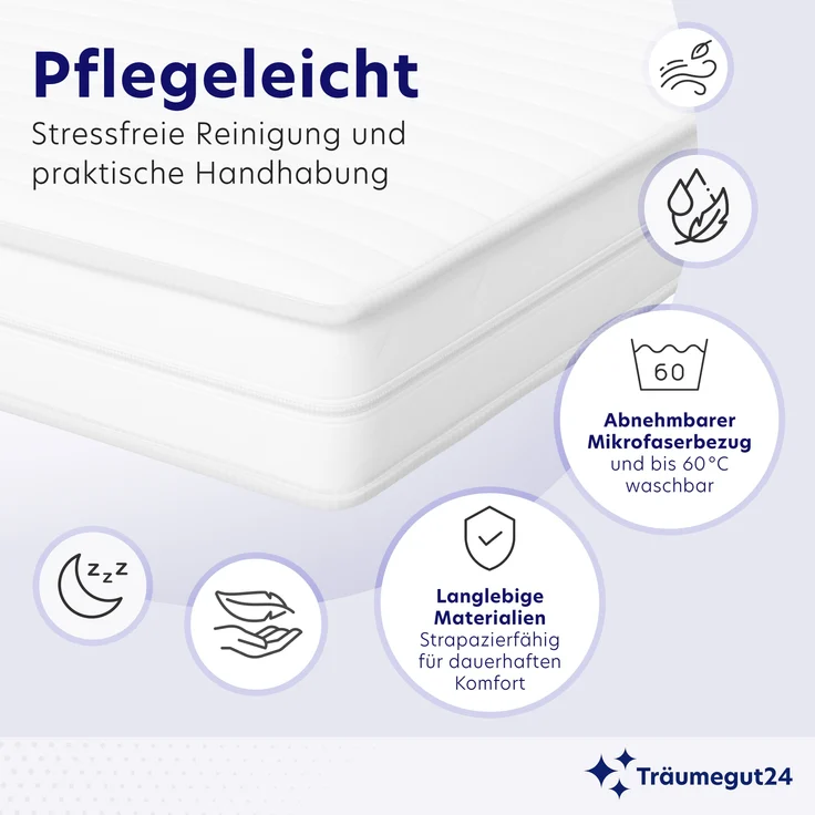 Träumegut24 - AquaFlex ergonomische 19cm Kaltschaummatratze mit 7-Zonen I 90x200cm I Härtegrad H3&H4 – Bild 4