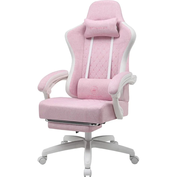 GTPLAYER Gaming-Stuhl Ergonomischer Gaming Sessel Schreibtischstuhl mit Stoffoberfläche (Pacekung), Federsitzkissen mit Fußstütze – Bild 1