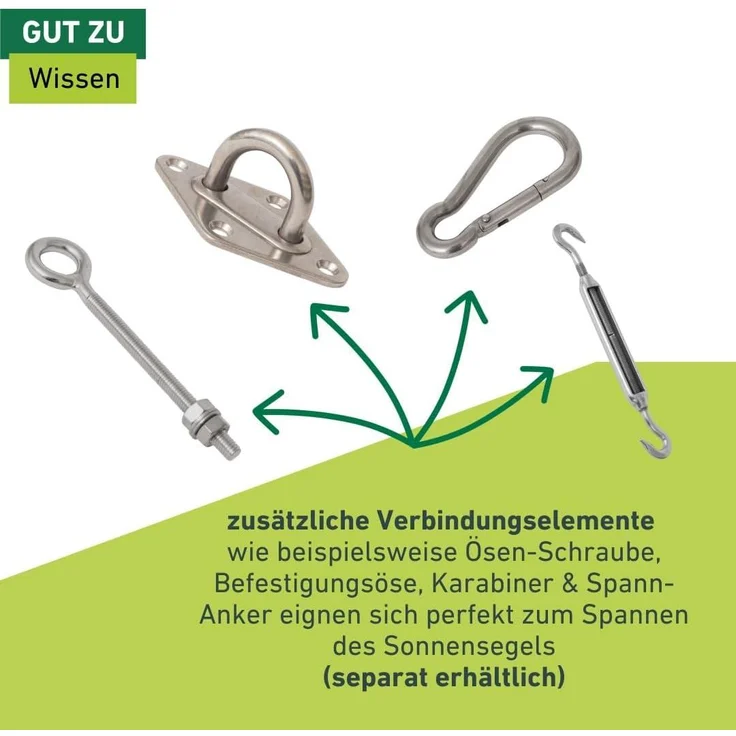 Seilzug-Set für Sonnensegel-Sonnentücher, Edelstahl – Bild 6