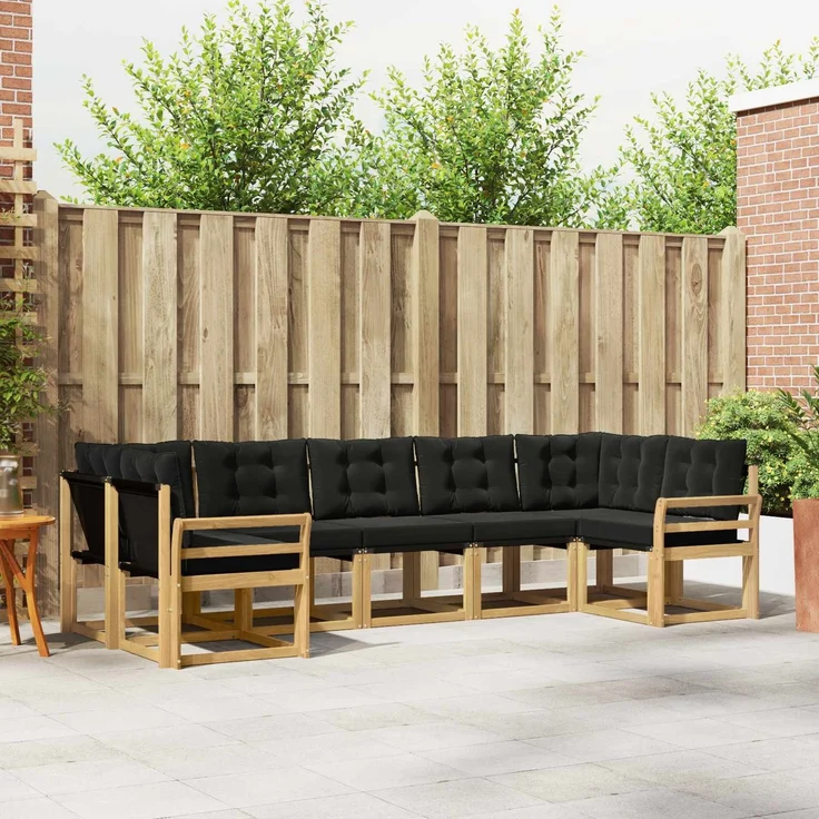 vidaXL Outdoor-Sofagarnitur 7 stk. 7-Sitzer Weiß und Schwarz 3389838 – Bild 1