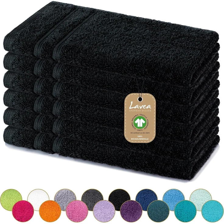 Lavea Gästehandtuch Bali, 30x50cm aus 100% Bio-Baumwolle, einzigartig weiche Gästetücher mit Aufhänger (Set, 6-St), hochwertiges und nachhaltiges Premium Gästetuch – saugstarke Faser – Bild 2