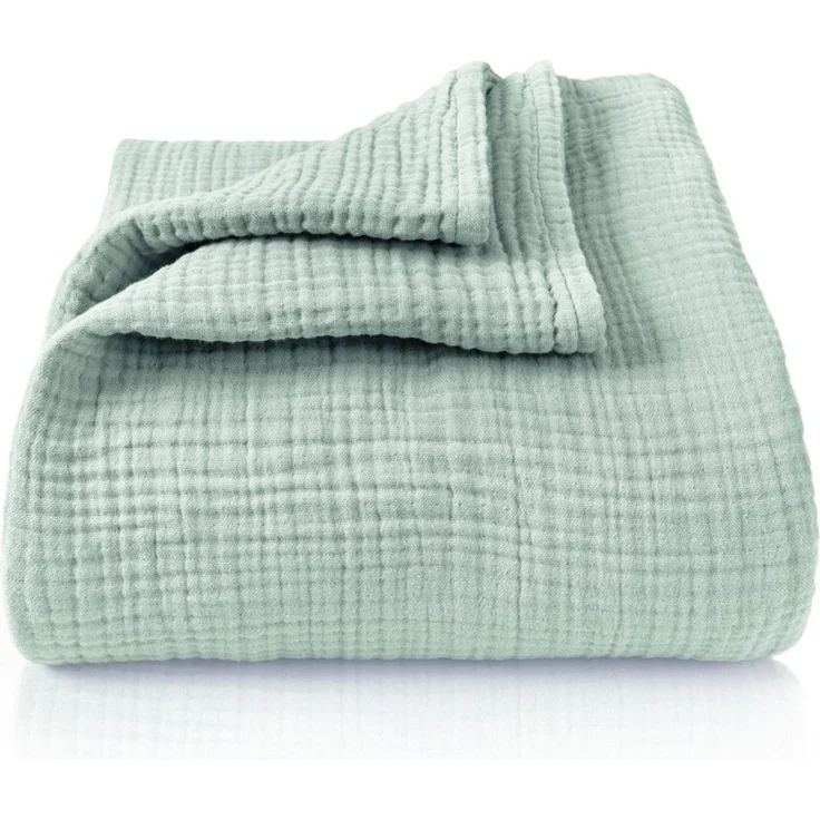 Laynenburg Tagesdecke Musselin aus 100% Baumwolle – Baumwolldecke, Kuscheldecke, Wohndecke als Sommerdecke, Bett-Überwurf, Couch-Überwurf, Sofa-Decke – Bild 1
