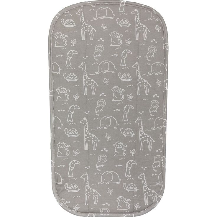 Fillikid Frotteelauflage für Wickelmulden 60 x 36 cm, weich und saugfähig, wendbares Design, Safari-Motiv, grau