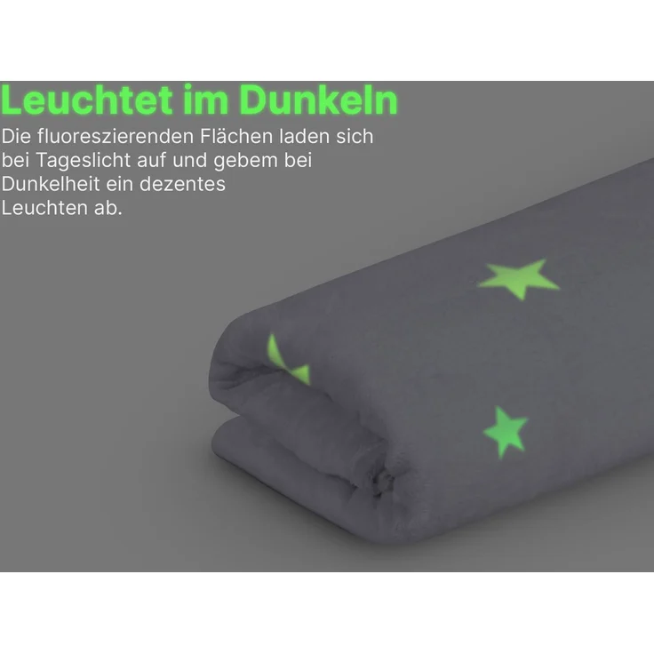 Kuscheldecke - leuchtende Flanell Decke 150x200cm (Grau) Flauschige Leuchtdecke Wohndecke für Mädchen Jungen Kinderimmer, Tagesdecke Oeko-TEX – Bild 4