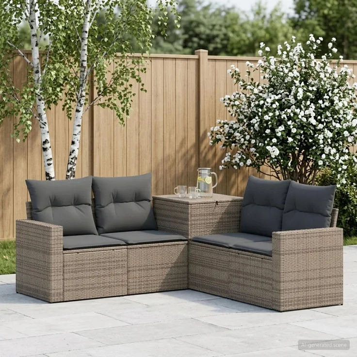 vidaXL Sofa Set 5 stk. Grau und Dunkelgrau Polyrattan und Stahl 3447860
