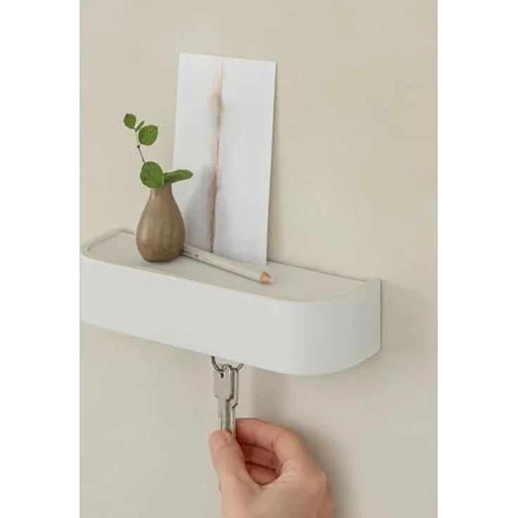 Kazai. Schlüsselbrett 'Toke' | Minimalistisches Schlüsselhaken-Design aus Berlin | Moderner Schlüsselhalter mit Ablage aus Holz | Schlüsselregal als Flur Möbel für die Wand | Weiß – Bild 5