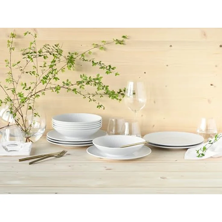 Creatable Tafelservice Valencia, 12-teiliges Keramik Geschirrset in Weiß – Bild 2