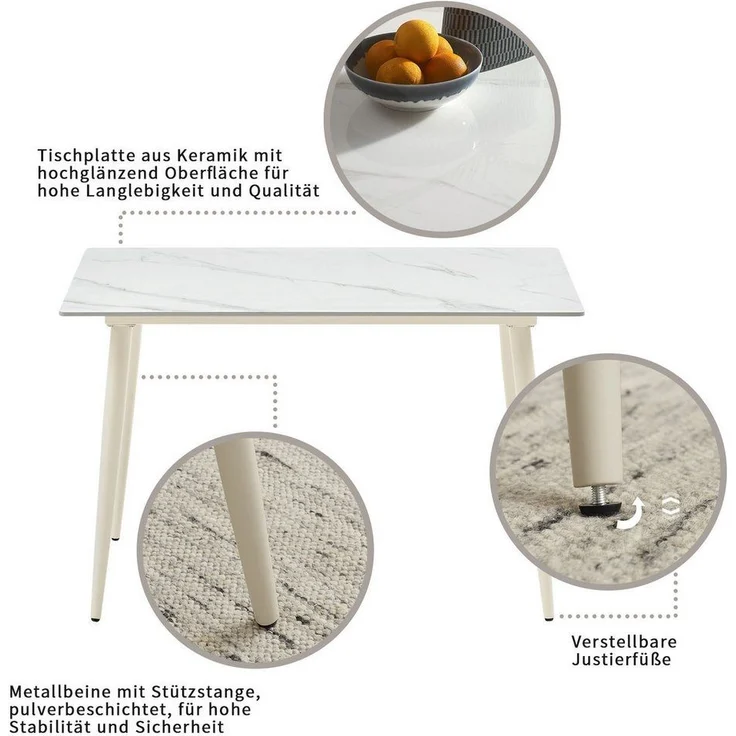 OTTO home Esstisch Rylee, mit kratzfester Sintersteinplatte und modernem Metallgestell – Bild 2