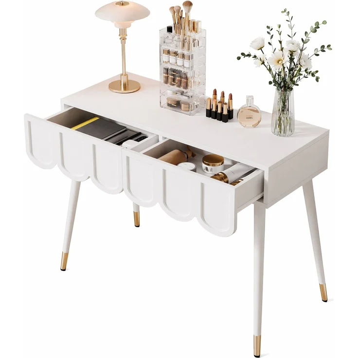 Schminktisch 100x40x76 cm mit 2 Schubladen, weiß – auch als Schreibtisch nutzbar – Bild 7
