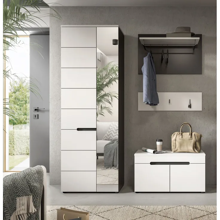 Garderoben-Set >Canu< in Basalt Grau / Weiß - 160x190x37cm (BxHxT)