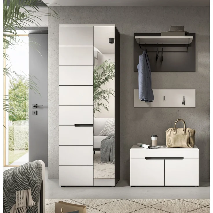 Garderoben-Set >Canu< in Basalt Grau / Weiß - 160x190x37cm (BxHxT) – Bild 1