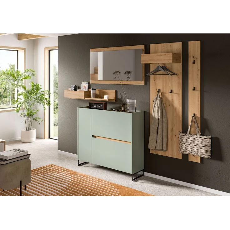 Garderobenkombination B/H/T: 192x236x32 cm in Salbei Nachbildung und Artisan Oak Nachbildung – Bild 5