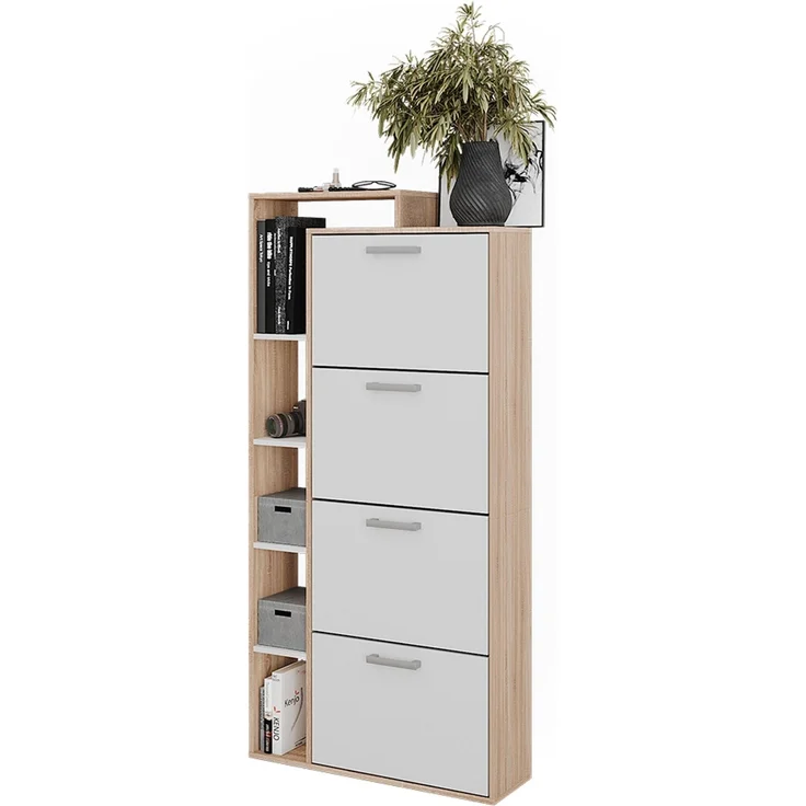 Schuhkipper Orlando Weiß/Sonoma 80 x 166.1 cm mit 4 Fächern Vicco – Bild 6