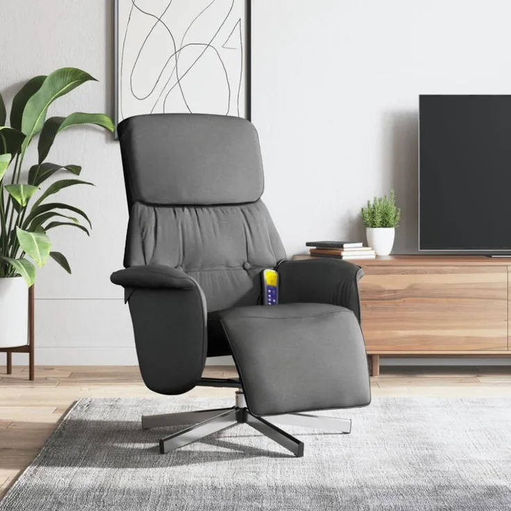 vidaXL Massagesessel mit Fußteil Dunkelgrau Stoff 356670