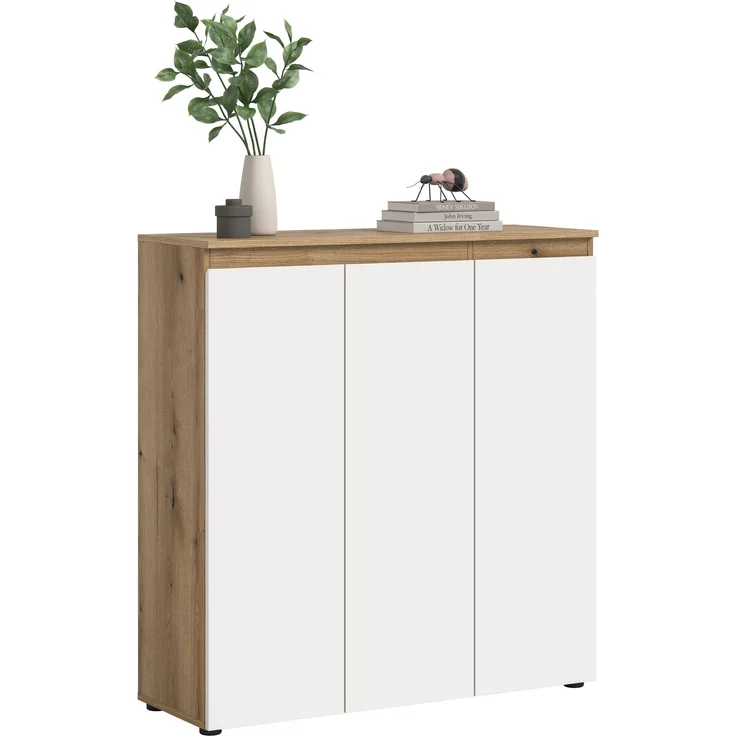 Universalschrank (B/H/T: 105x111x37 cm) in weiß und Evoke Oak Nachbildung – Bild 1