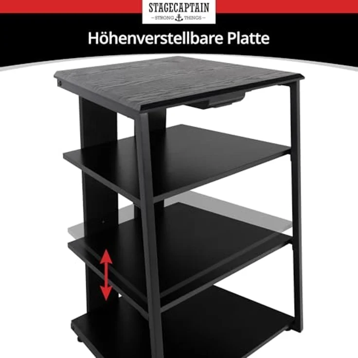 Stagecaptain TV-Regal HR-604 BK Audio Rack - Stylisches HiFi-Regal für Musikliebhaber, Inkl. kleine Schublade für Zubehör – Bild 4