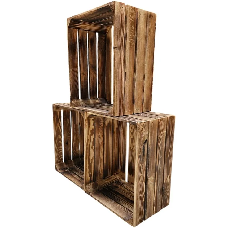Holzkisten Geflammt 50 x 40 x 30cm im praktsichen 4er Set – Bild 7