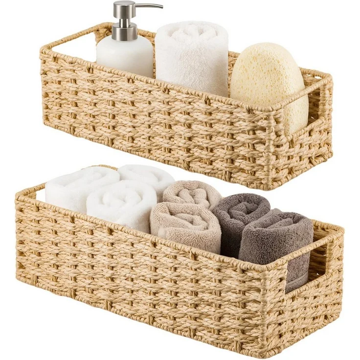Youyijia Wäschekorb Geflochtene r Badezimmer Wäschekörbe Stoffeinsatz Schlafzimmer 2er-Set – Bild 1