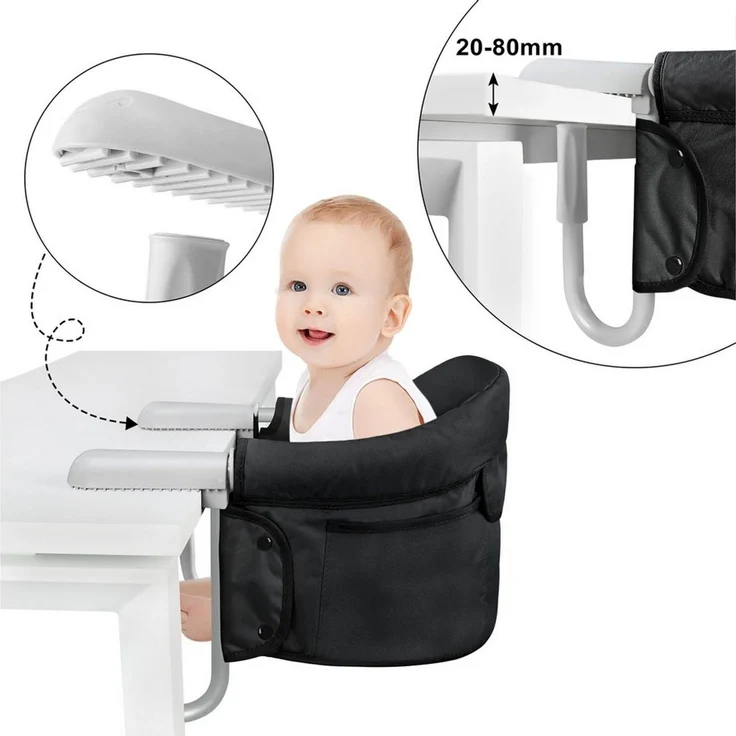 FIVMEN Tischsitz Faltbar Babysitz, Booster Sitz mit Anti-Rutsch-Klemmen – Bild 2