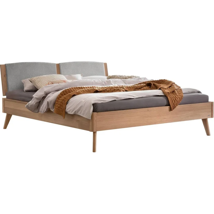 Hasena Bett Fabro Lounge Eiche bright mit Polster-Kopfteil 140x200 cm, Komforthöhe 25 cm – Bild 1