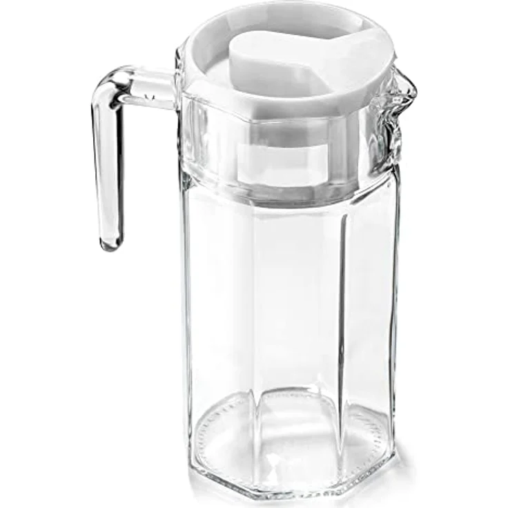 Vilde Glaskaraffe Mit Deckel 1,5 L - Hochwertiger Wasserkrug Aus Transparentem Glas - Praktischer Griff & Konturierter Ausgießer - Ideal Für Wasser/Saft- Spülmaschinenfest & Kühlschrankgeeignet – Bild 3