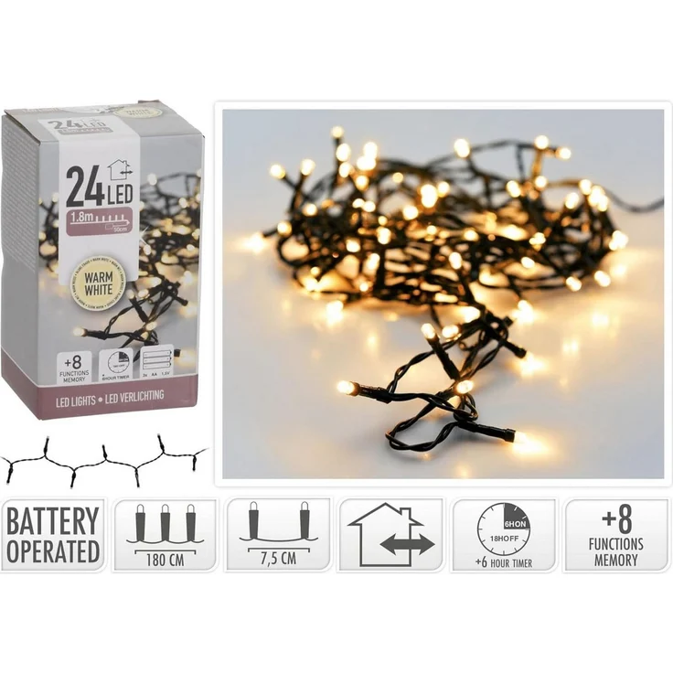 mucHome LED-Lichterkette 1,8-14,5 Meter warmweiß Batterie 8 Funktionen inkl. 6-Std Timer – Bild 4