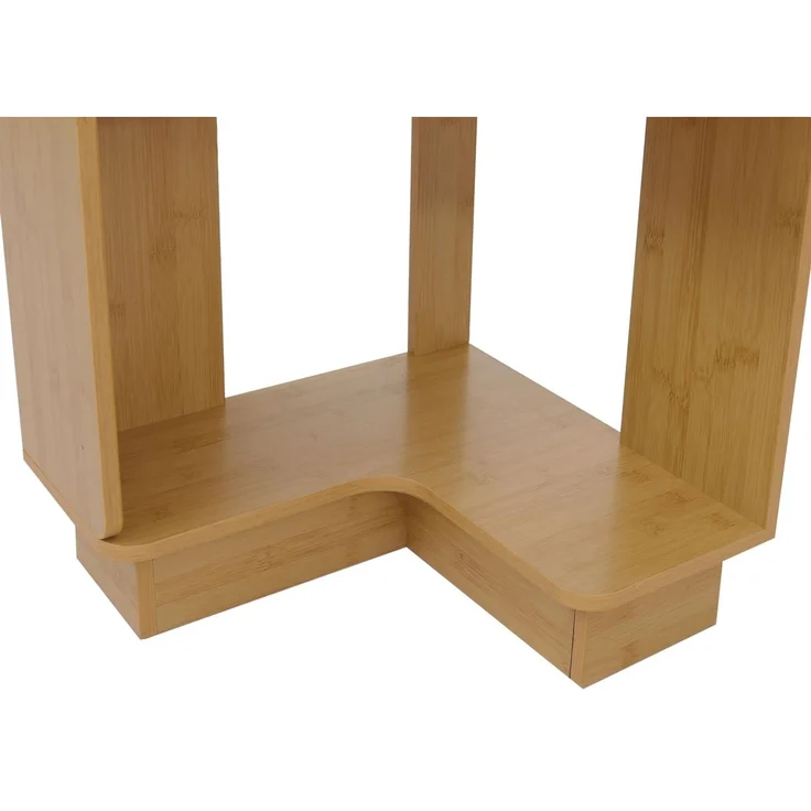 Eck-Bücherregal HWC-P53, Eckregal Standregal Wohnregal, 5 Ebenen MDF Melamin 175x40x40cm ~ Bambus-Optik – Bild 6