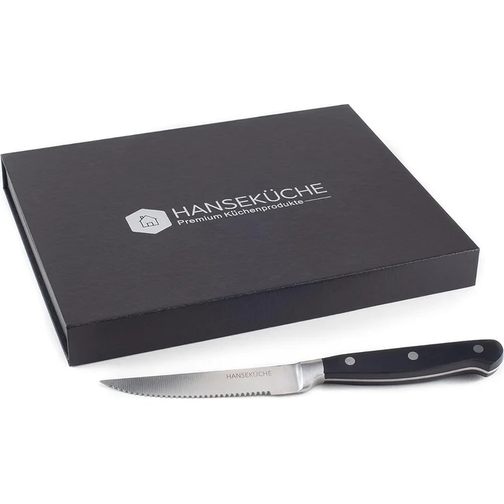 Hanseküche Steakmesser Steakmesser 6er Set – mit Holzgriff (Schwarz) (6 Stück), Modernes Design, Geschenkbox – Bild 9