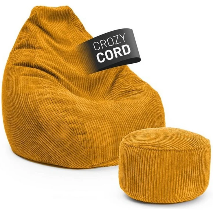 Lumaland Relax Set Cord – Sitzsack Giant + Pouf | Besser als Sofa, Sessel & Co. | XXL Bean Bag + Sitzpouf Hocker mit Füllung (EPS Perlen) für Indoor | Bodensofa für Wohnzimmer, Schlafzimmer & Gaming – Bild 4