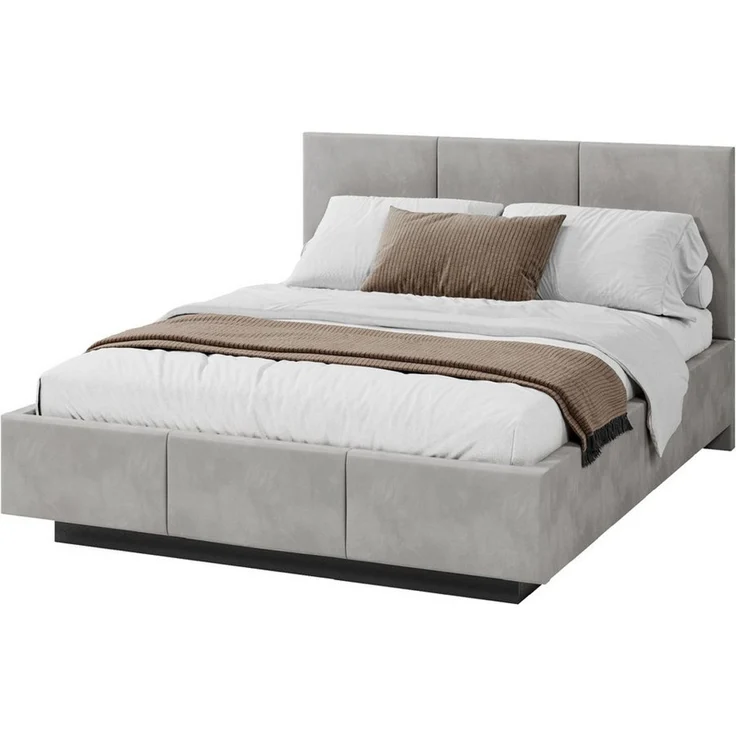 FDM Polsterbett ALMADA modern mit Bettkasten MADE IN EU - mit Trinity Velours Bezug (verfügbar 90x200 120x200 140x200 160x200 180x200cm, Bettrahmen, Bett, mit großen gepolsterten Kopfteil, mit Bettkasten zum aufklappen), Hebbarer Metallrahmen, Bettkast... – Bild 1