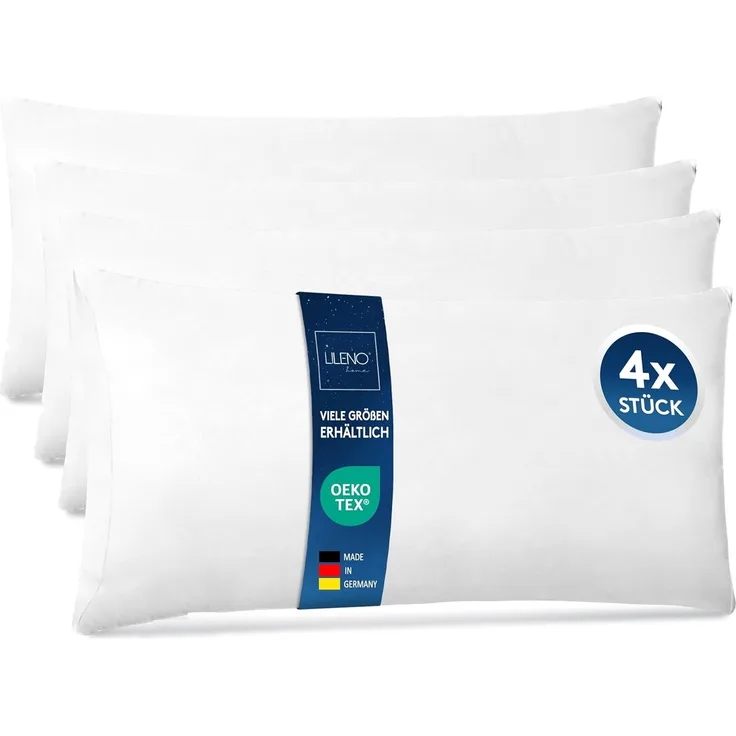 LILENO HOME 4er Set Kissenfüllung 40x80 cm - 40°C waschbares Innenkissen geeignet für Allergiker - Polyester Kisseninlet als Couchkissen, Sofa Kissen, Cocktailkissen und Kopfkissen