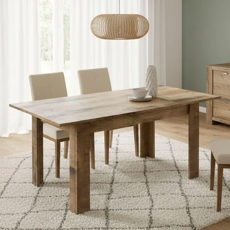Dmora Ausziehbarer Esstisch, Made in Italy, Moderner Tisch mit Verlängerungen, Ausziehbare Konsole, 137 / 185x90h79 cm, Ahornfarbe