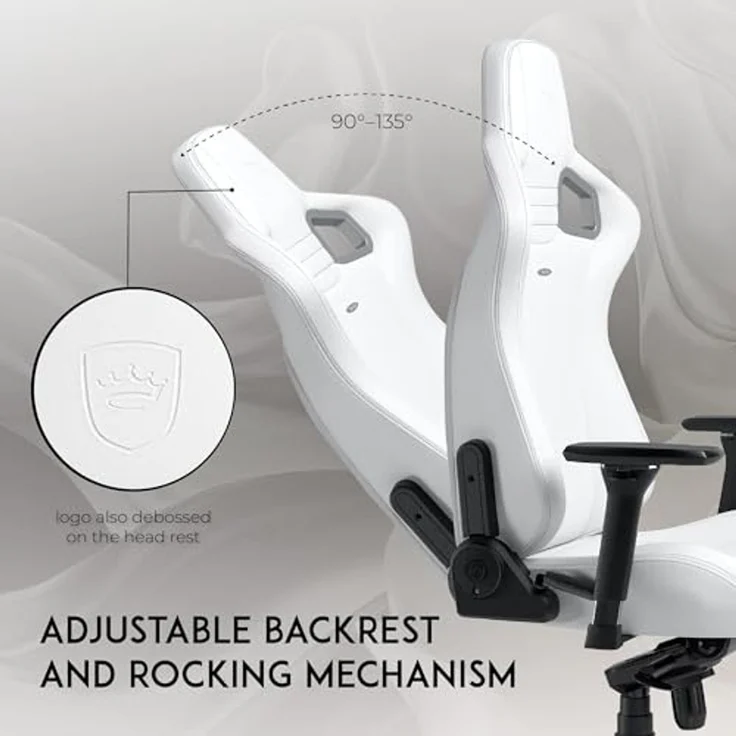 noblechairs Epic Gaming Stuhl - Gaming Sessel - Gaming Chair Pc - Bürostuhl Ergonomisch - Schreibtischstuhl - Drehstuhl - 120 kg Belastbarkei (White Edition, High-Tech Kunstleder) – Bild 6
