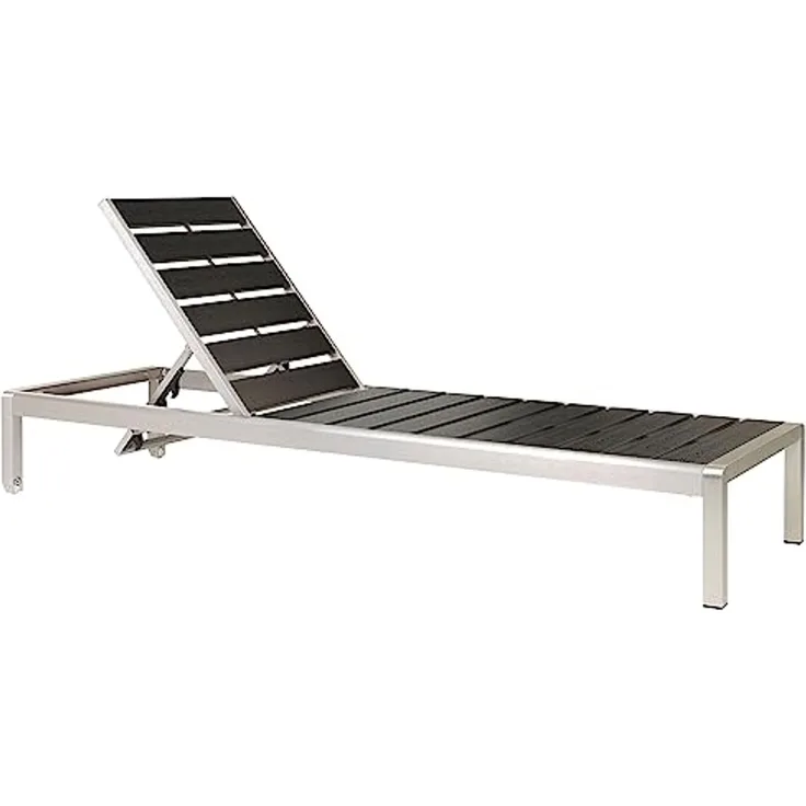 Beliani 'NARDO' Gartenliege verstellbar, Aluminium / Kunstholz, 29 x 198 x 64 cm, Schwarz