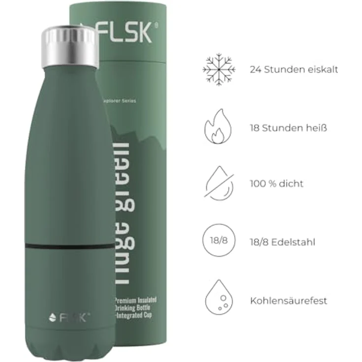 FLSK Explorer Ridge Green Trinkflasche mit Trinkbecher 700 ml – Bild 4