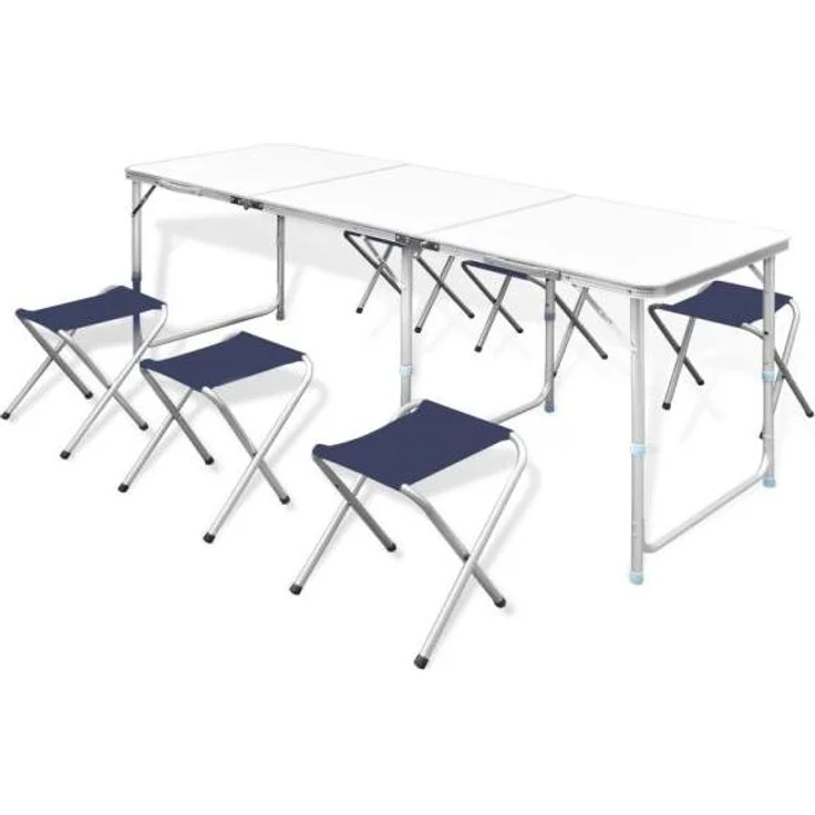 vidaXL Klappbarer Campingtisch mit 4 Hocker Höhenverstellbar 180x60 cm 41329 – Bild 10