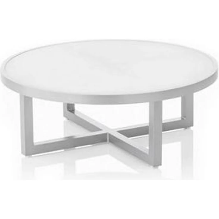 EGO Couchtisch ø92, Aluminiumgestell in Silber, mit Glasplatte – Bild 6