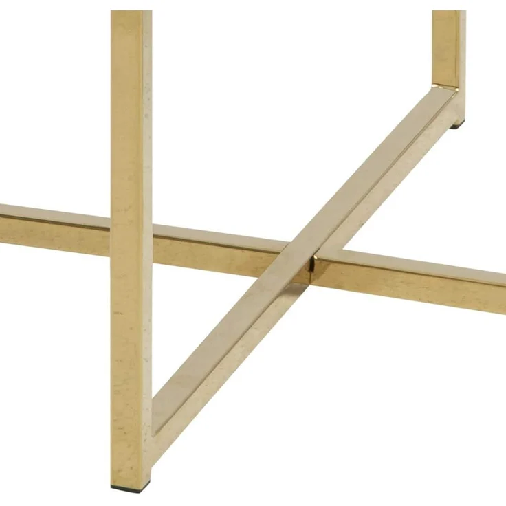 Selsey BAKAR - Beistelltisch/Couchtisch im Glamour Stil, Marmoroptik mit Metallgestell in Gold, rund 50 cm – Bild 5