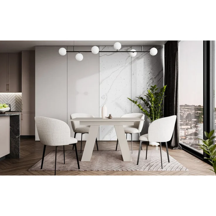 Home Collective Esstisch ausziehbar Tisch Küchentisch Esszimmertisch Ausziehtisch (Esszimmer Küche Wohnzimmer Esstisch erweiterbar), modernes Design mit A-Linien-Gestell, 120-160 x 80 cm Kaschmir – Bild 4