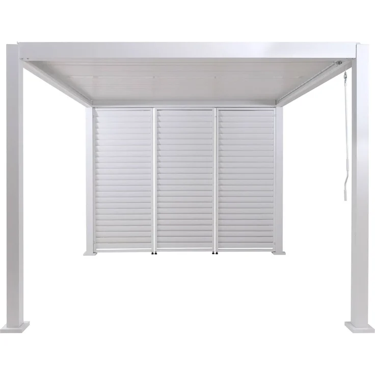 Pergola HWC-P65 mit 3x Lamellenwand, Terrassenüberdachung Garten Lamellen-Pavillon, 10cm-Alu-Gestell 3x3m ~ weiß – Bild 7