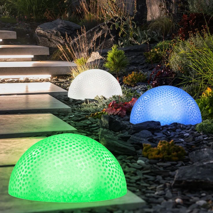 9er Set RGB LED Gartenlampe, Halbkugel – Bild 5