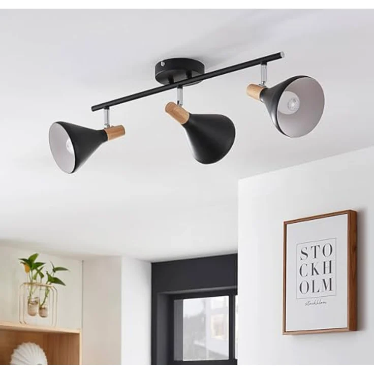 Lindby Strahler Arina, 3-flammige Deckenlampe in Schwarz aus Metall mit E14-Fassungen, modernes Design für Schlafzimmer und Wohnzimmer – Bild 3