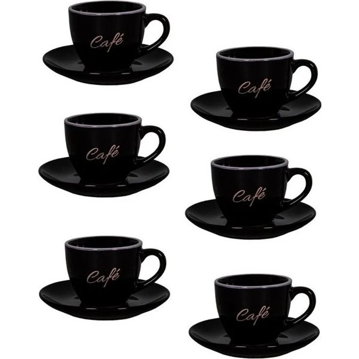 6er Set schwarz Espressotassen mit Unterteller Mokkatassen Antic Line SEB17184 – Bild 2
