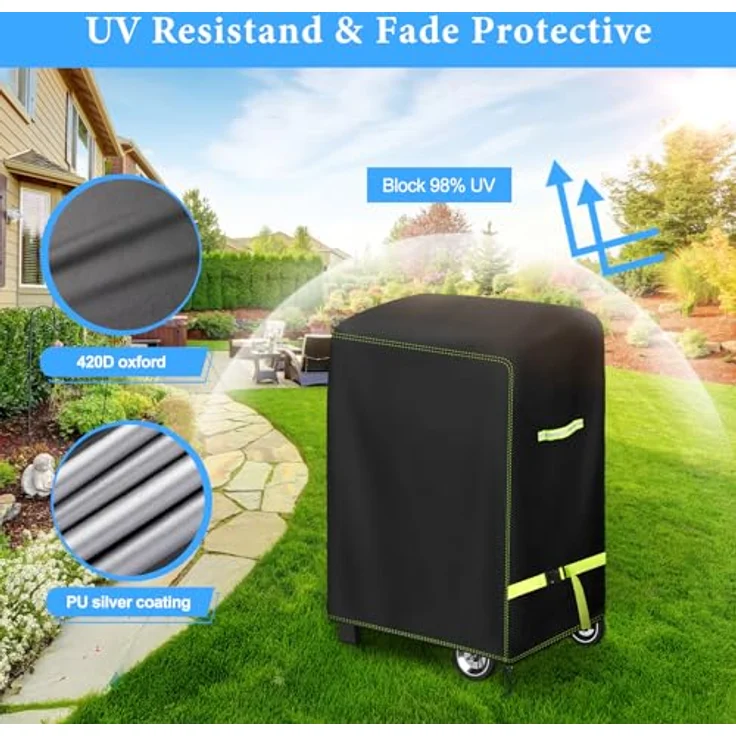 Grill Abdeckhaube, VDISRR Wetterfest Grillabdeckung, 420D Oxford Gasgrill Abdeckplane, Wasserdicht Grillschutzhülle, 90 x 70 x 110 cm, Reißfest, UV, Schutz Grill vor Verblassen, Rost und Schimmel – Bild 7