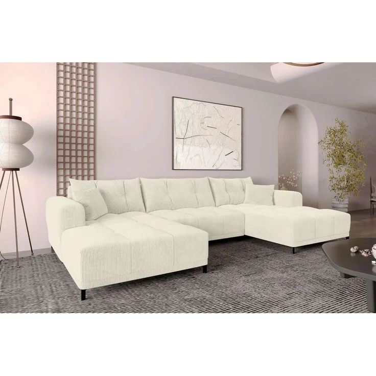 99rooms Massimo Wohnlandschaft Cordstoff POSO Creme mit Schlaffunktion – Bild 2