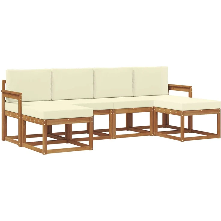 vidaXL Outdoor-Sofagarnitur 6 stk. 6-Sitzer Natur und Creme 3366768 – Bild 2