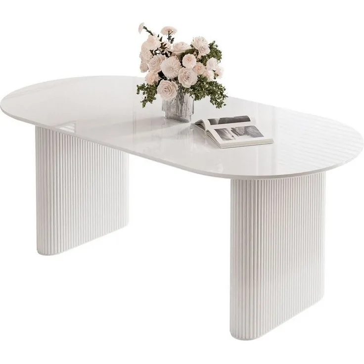 Lookway Esstisch OVI Tisch mit geriffeltem Gestell Hochglanz (1x Tisch), Breite: 180 cm
